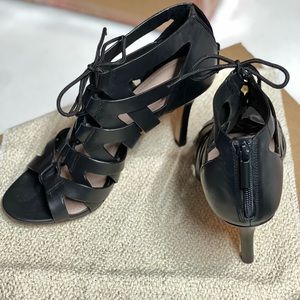 Pour La Victoire Black Strappy Heels.